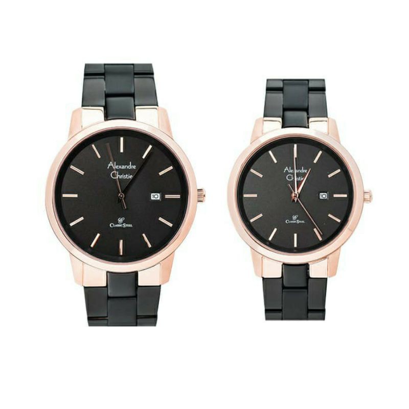 ALEXANDRE CHRISTIE 8645 BLACK ROSEGOLD TANGAN ORIGINAL