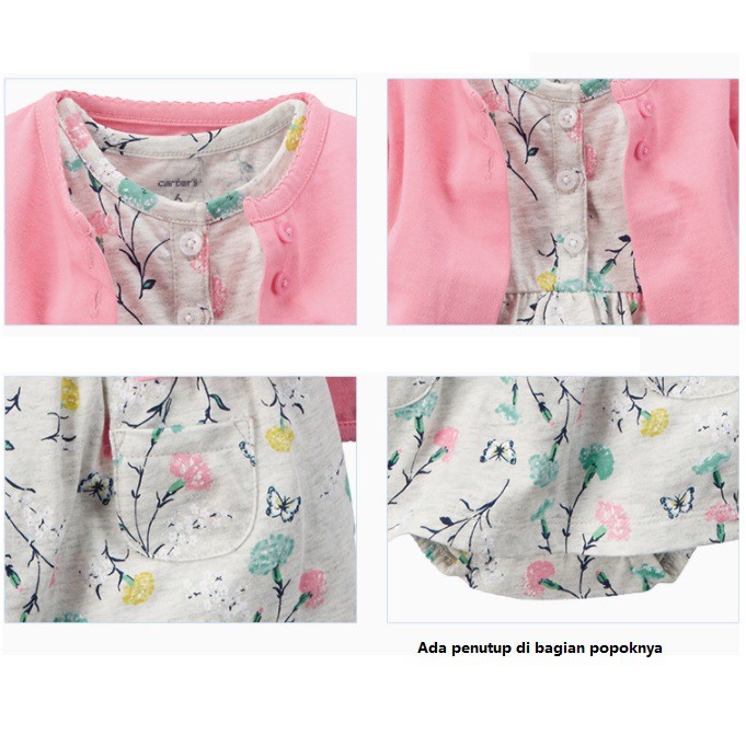 Set dress dan cardigan bayi baju romper /pakaian jumper bayi perempuan kualitas premium