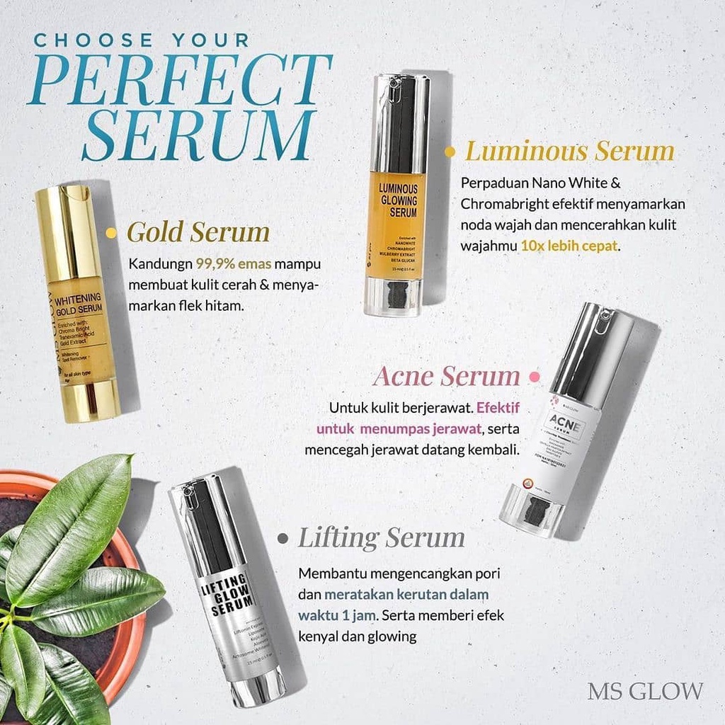 Ms Glow WhItening Gold Serum Luminous MsGlow Serum Lifting Mencerahkan Wajah White Cell DNA Serum | Acne Serum Jerawat Peeling Serum Ms Glow Original