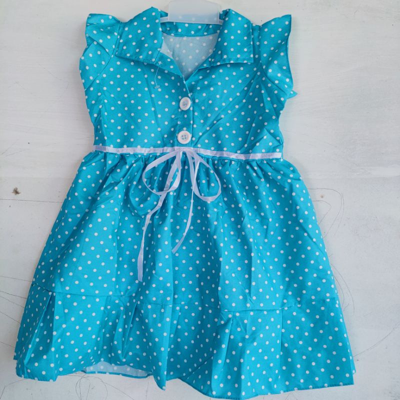 dress anak cewek perempuan 2 3 tahun motif polka ( dress polkatun elsa )