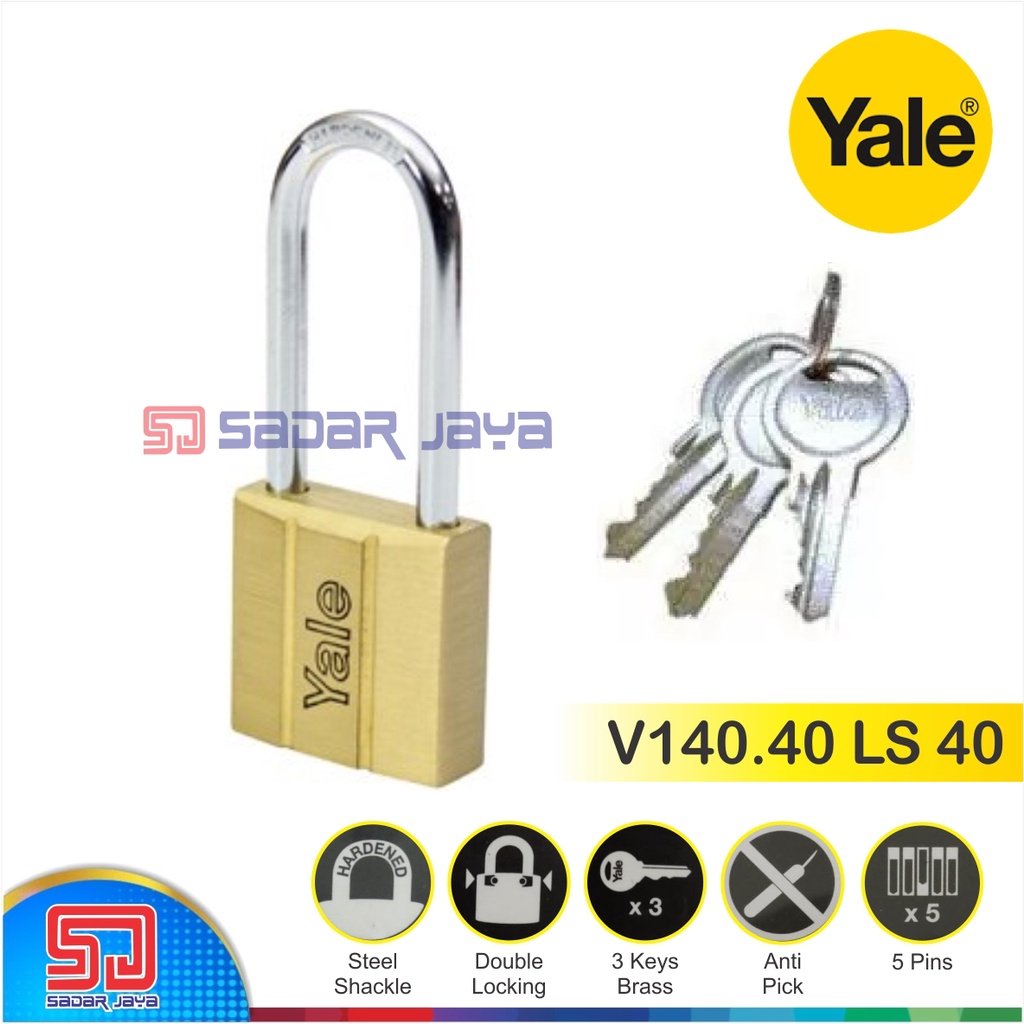 Yale V140.40 LS 40 Gembok Pagar Tralis Kuningan 40mm Leher 40mm Padlock Brass Hardened Steel