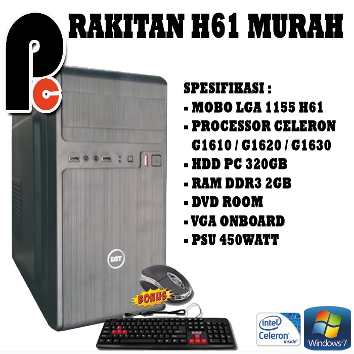 KOMPUTER PC RAKITAN LGA 1155 H61 MURAH MERIAH PROCESSOR CELERON