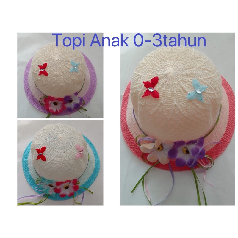 CAHAYA Topi pantai anak panda pita polkadot import 0–3 tahun T96