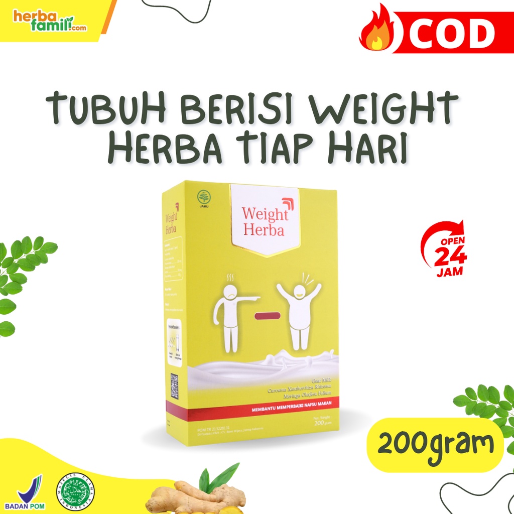 Weight Herba - 100% Original Susu Penggemuk Penambah Berat Badan &amp; Nafsu Makan Tingkatkan Kalori Kualitas Tinggi Isi 200gr