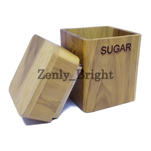 Toples Kayu Jati Natural L / wooden jar natural size L