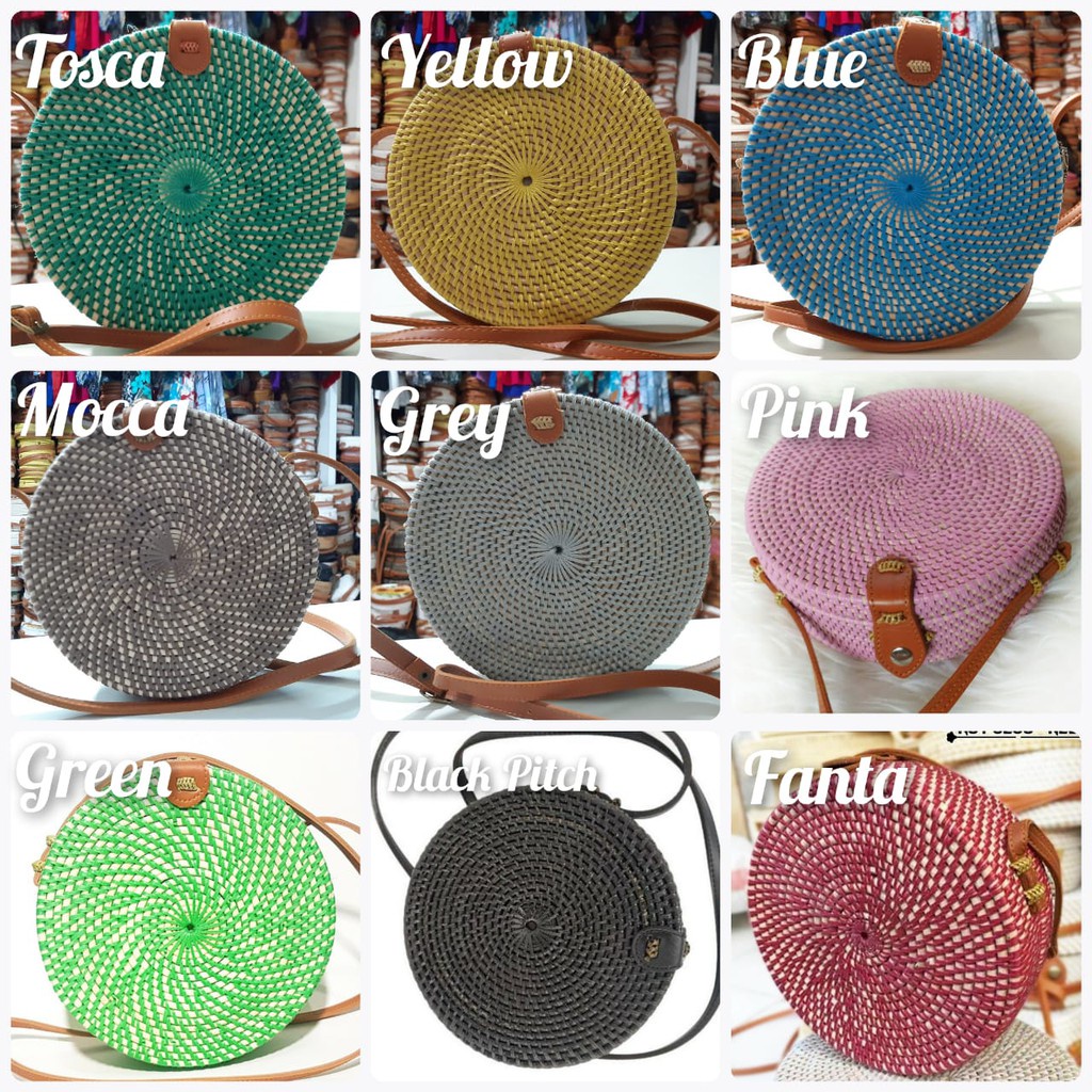 TAS ROTAN DIAMETER 15, 18 DAN 20CM BROWN TAS ROTAN  ORIGINAL FROM BALI - KS-3