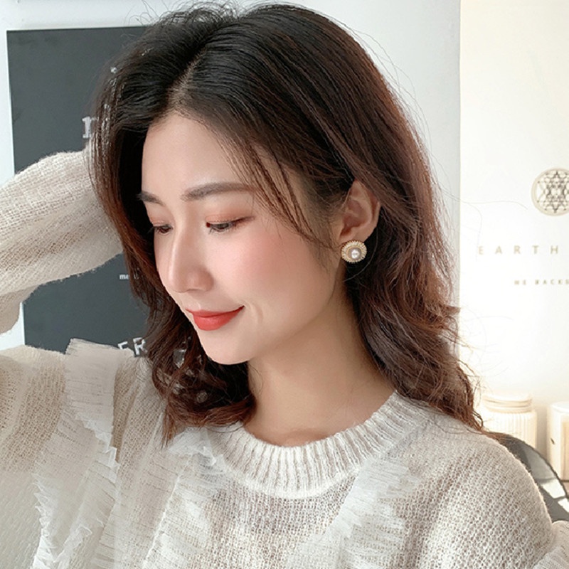 Anting Mutiara Emas Retro Temperamen Sederhana Gaya Korea Untuk Wanita-4