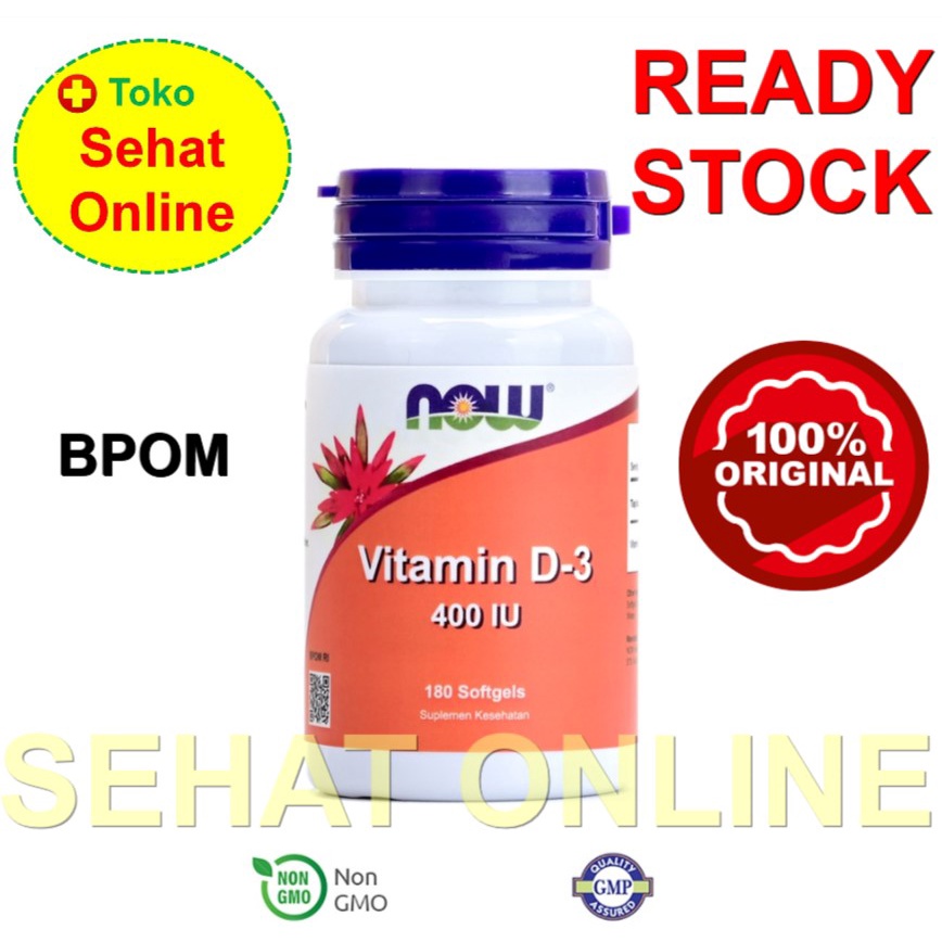 BPOM Now Foods Vitamin D3 400IU 180 Softgels