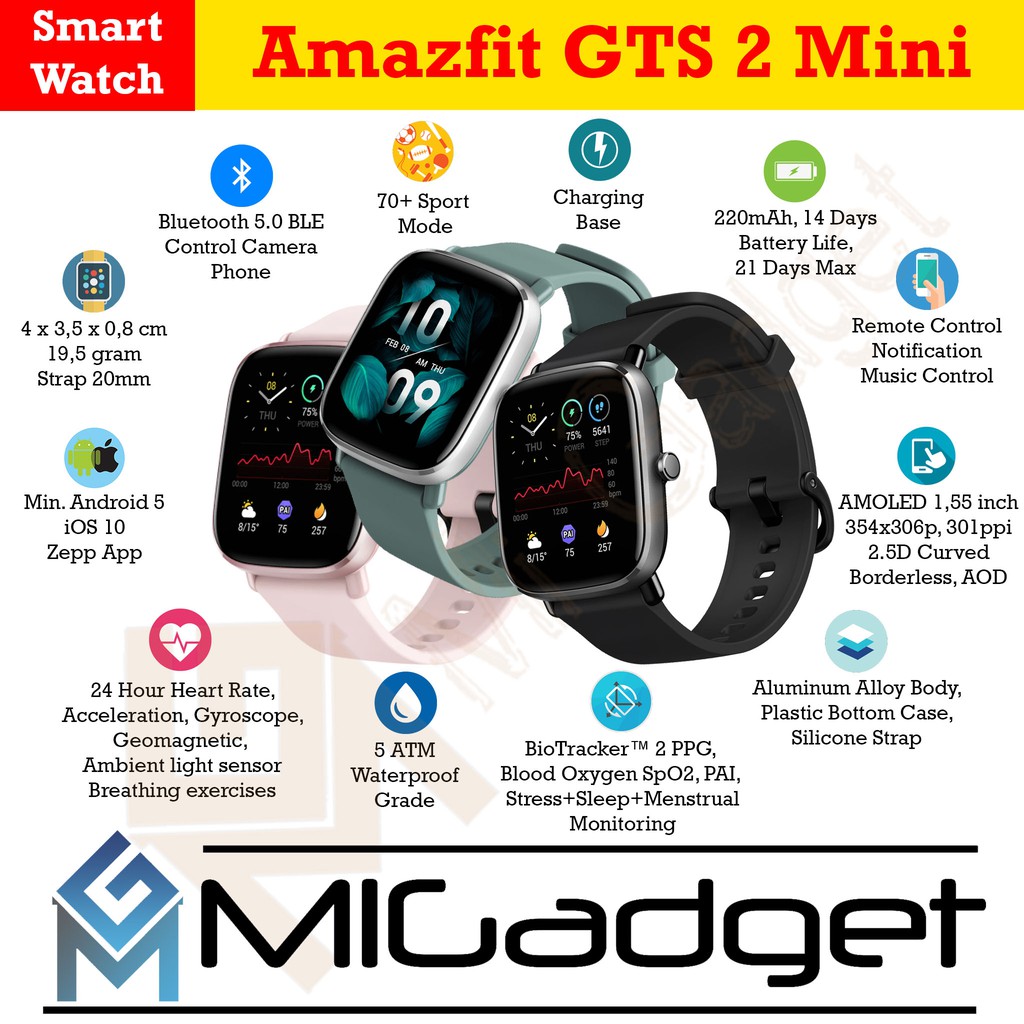 Amazfit GTS 2 Mini Jam Tangan Digital Smartwatch Sport Garansi Resmi