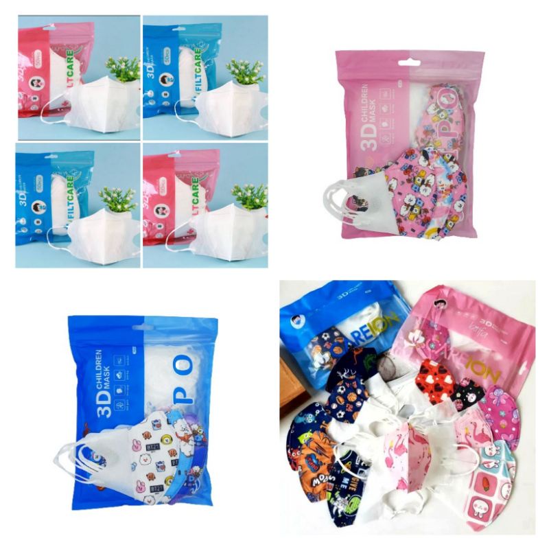 Masker Duckbill Anak isi 20pcs 50pcs anak-anak gambar laki-laki perempuan motif cewek cowok hitam pu