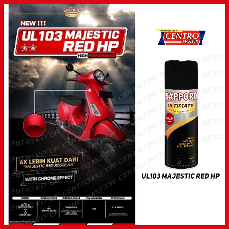 SAPPORO ULTIMATE UL103 MAJESTIC RED HP 40ml.CAT SEMPROT DOFF DENGAN SATIN EFFECT