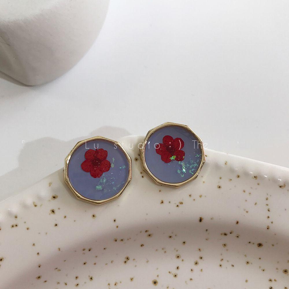 Mxbeauty Anting Bunga Kering Mini Mewah Jarum Perak Temperamen Mode Perancis Klip Telinga Perempuan