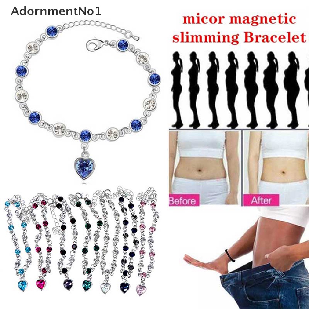 (AdornmentNo1) Gelang Tangan Magnetik Aksen Kristal Untuk Terapi Pembakar Lemak / Penurunan Berat Badan