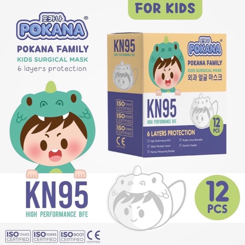 Pokana Mask kids 6ply Croco isi 2 dan 12