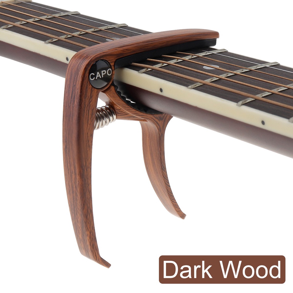 Capo Gitar Bahan Zinc Alloy Metal Motif Serat Kayu Dengan Pin Penarik