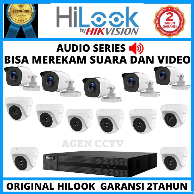 PAKET CCTV HILOOK AUDIO 16 CHANNEL 13 KAMERA 2MP 1080P BISA MEREKAM SUARA DAN GAMBAR