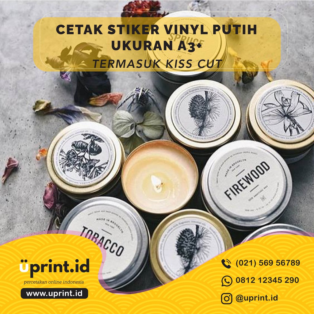 

Cetak Stiker Label Vinyl Putih A3 + Cutting / Cetak Label Kemasan