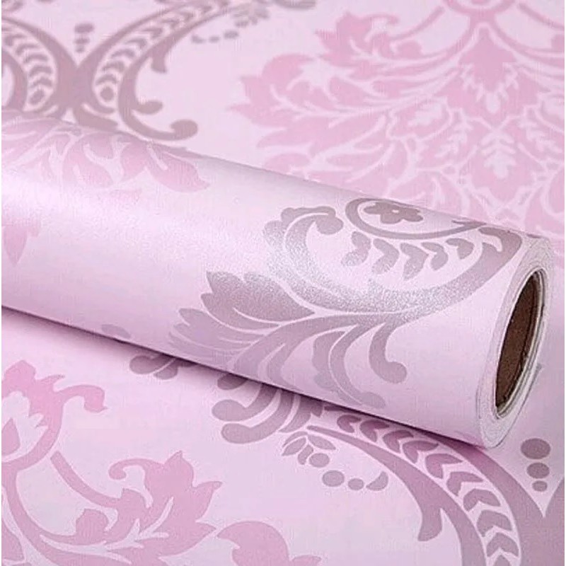 Wallpaper Dinding Sticker Motif Klasik Batik Pink