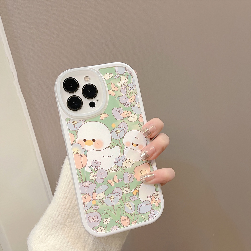 IPHONE Bebek Lucu Di Bunga Musim Panas Casing Ponsel Untuk Iphone7 8 PLUS X XR Xs11 12 13 14 MINI PRO MAX SE 2020 Sarung TPU