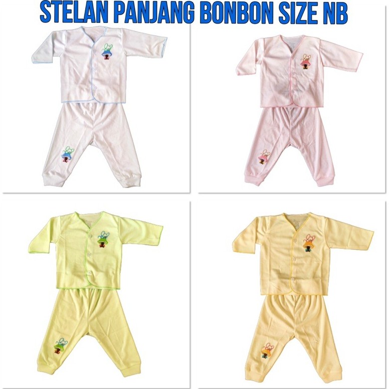 BONBON Stelan Bordir Polos Newborn Piyama Bayi Stelan Panjang/Pendek/Kutung SNI