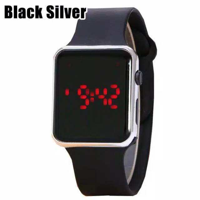 Cayman  LED Silicone Jam Tangan Pria Sport Cermin hitam Fashion Men Women Silicone Watch SW147