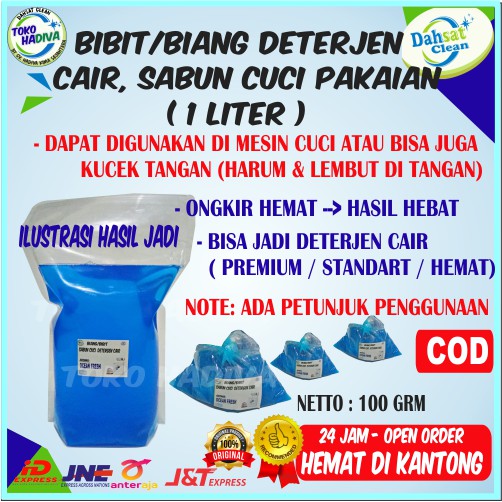 (COD_bisa) BIBIT DETERJEN CAIR / BIANG SABUN CUCI PAKAIAN BLUISH OCEAN FRESH (PAKET 1 Liter)