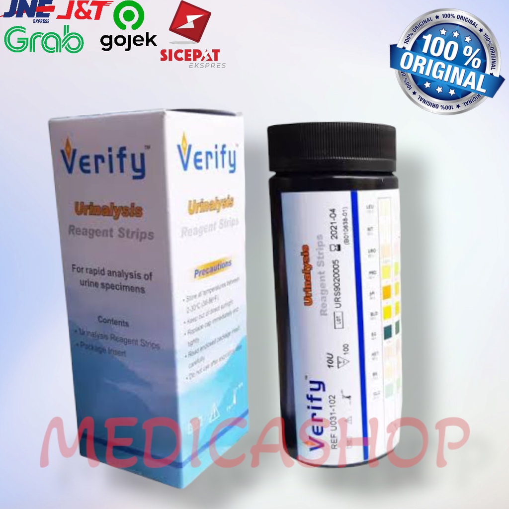 Verify 3 parameter Urinalysis Reagent strip tes urin