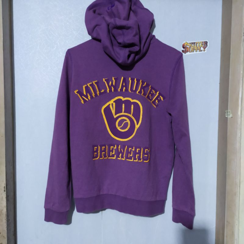 jacket Hoodie MLB zip Milwaukee Brewers original Second not yankees dodgers