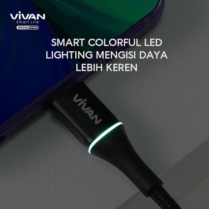 VIVAN Kabel Type C 3A LED Light Quick Charge 100CM VDC100