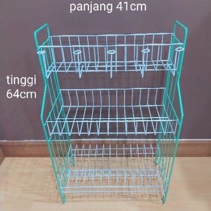 Rak piring kawat besi susun 3 anti karat
