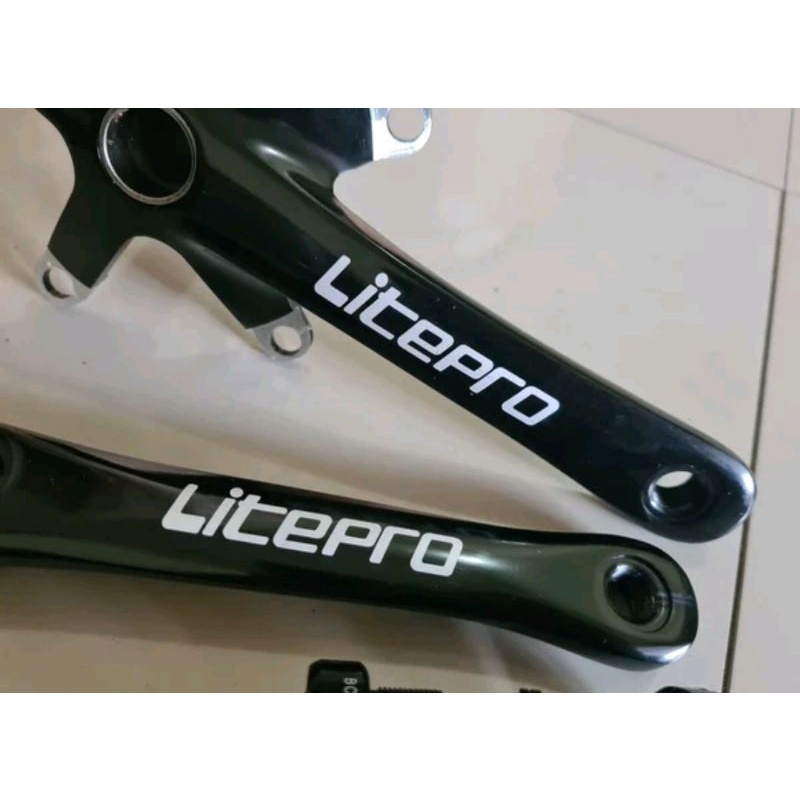 Crank Arm Litepro HT2 Warna Black . Arm 170 MM Sepeda Hollowtech II Hitam Sepeda Lipat Seli Roadbike