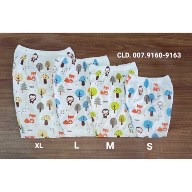 Celana pendek bayi anak 0-2 tahun isi 3pcs katun SNI motif