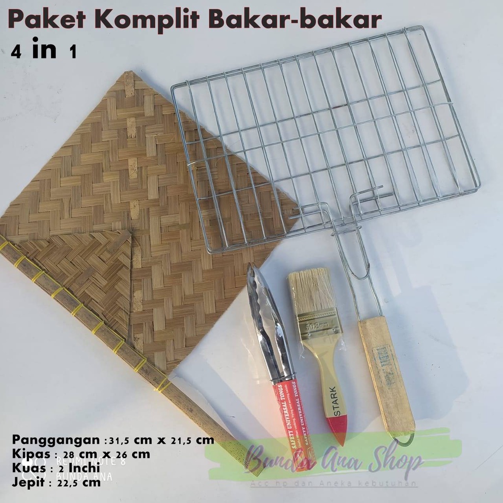 Panggangan Ikan Gagang Kayu Pemanggang daging ayam sate Set Alat panggang jepit buah Kuat besi lebih