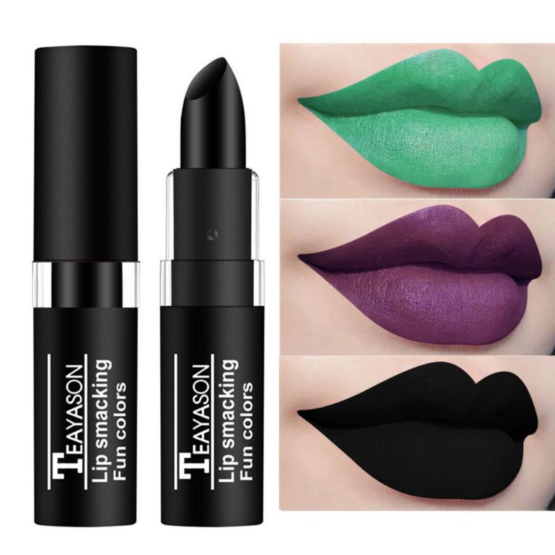 Lipstik berwarna HITAM, COKLAT, PUTIH, UNGU, HIJAU, BIRU lipmatte READY