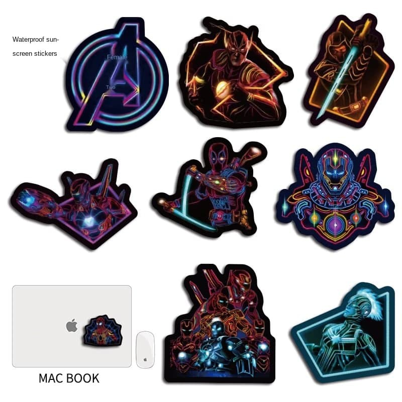 

Sticker PVC Hologram hadiah Unik Lucu avengers spiderman iron man Thor Captain America- 20 pcs