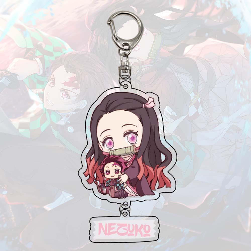 Lanfy Gantungan Kunci Kartun Keren Simple Wanita Kimetsu No Yaiba Tanjirou Kamado Demon Slayer Keyrings