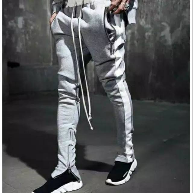 Jogger strip putih/Celana jogger list