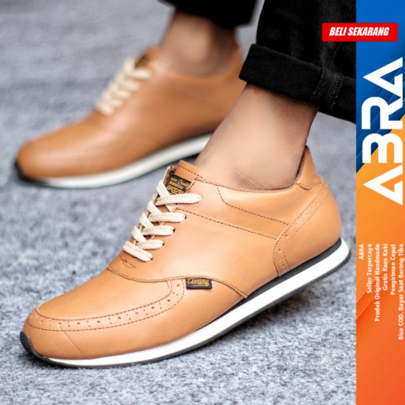 ERZA Sepatu Sneakers Kasual Pria Kulit Original ABRA