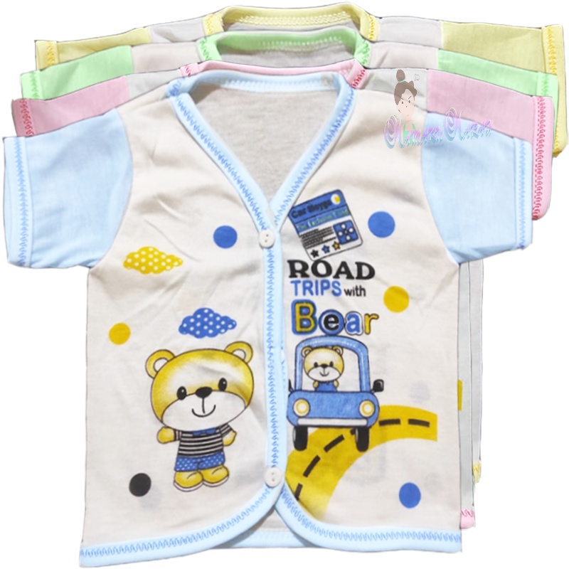6 pc baju tangan pendek bayi buat 0-3 bulan  motif kombi lengan sni