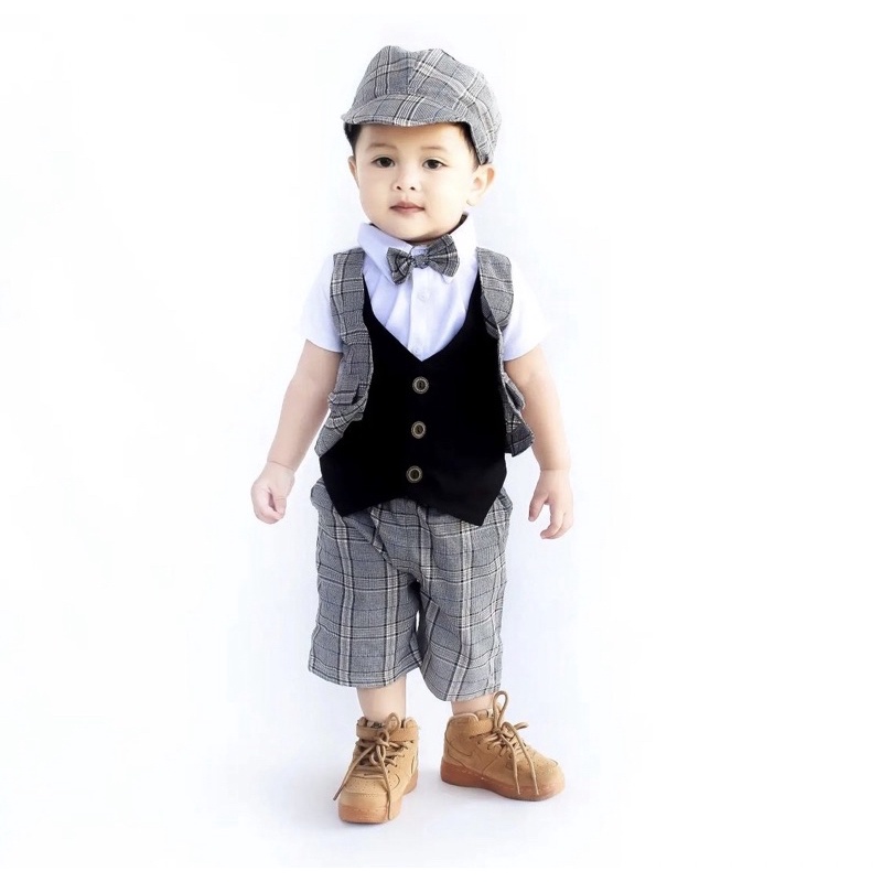 Daniel ANDREW star ANCHOR TUXEDO 0- 2 tahun baby baju kondangan anak laki laki baju pesta setelan jas anak bayi tuksedo kondangan SET  TOPI