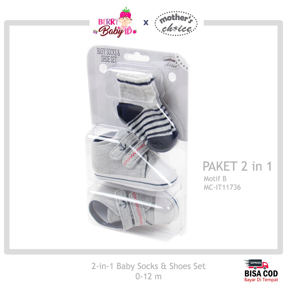 Mother's Choice Paket Kaos Kaki &amp; Sepatu Bayi Baby Socks &amp; Shoe Set MCH014 Berry Mart