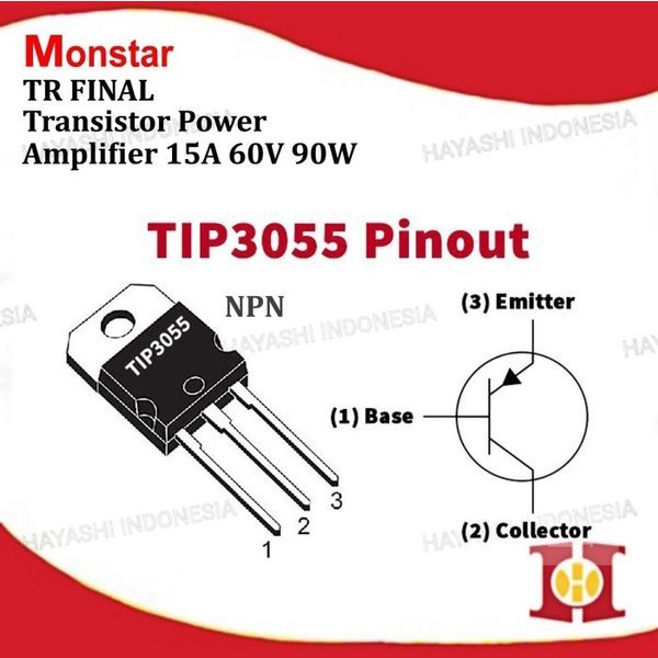 Transistor TR Power Audio Amplifier TIP 2955 3055 PNP NPN 15A 60V 90W (5pcs)