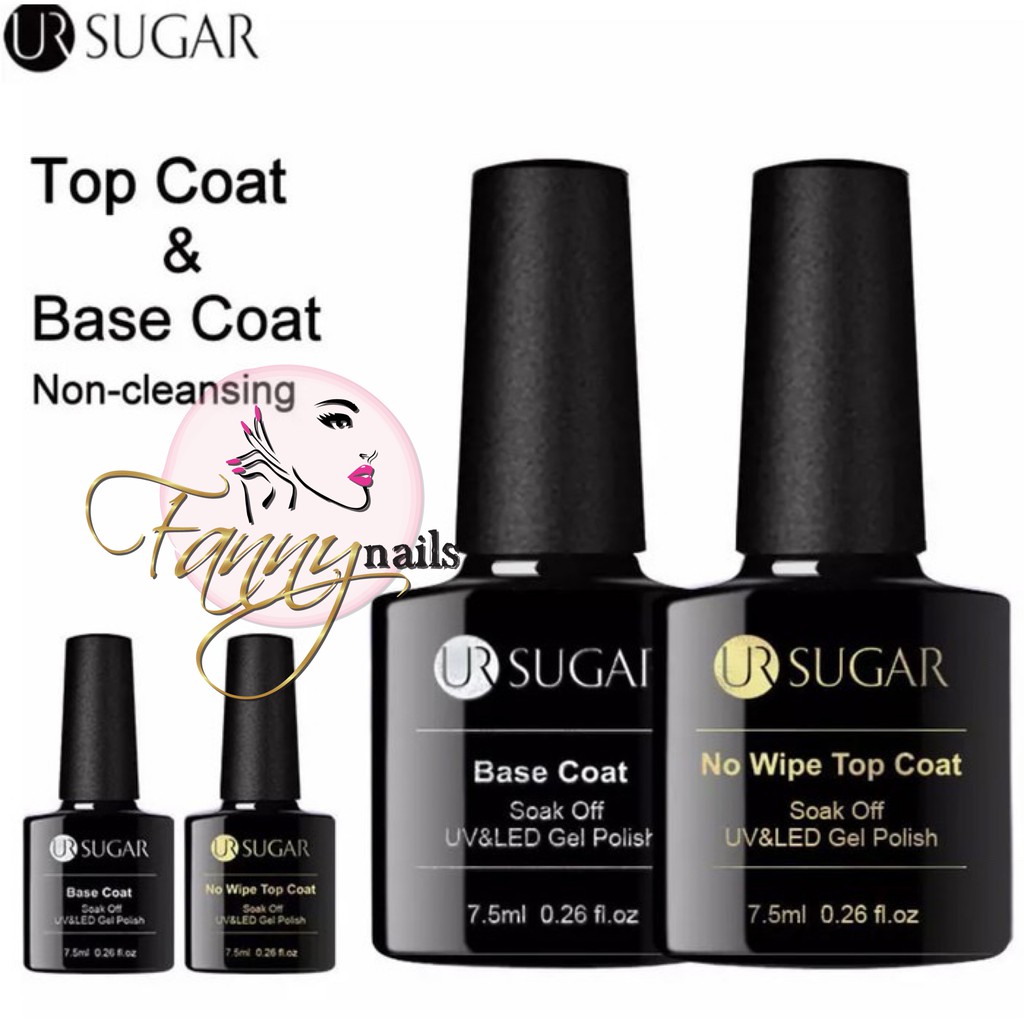 UR SUGAR top &amp; base coat uv led soak off gel polish top coat ur sugar Produk Good Quality