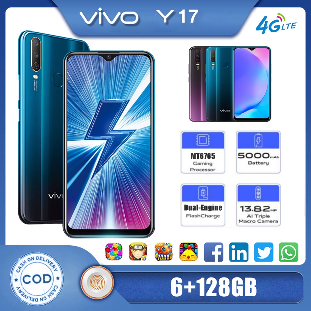handphone vivo Y17 ram6 128GB 6.35-inch hp smartphone 100% baru original
