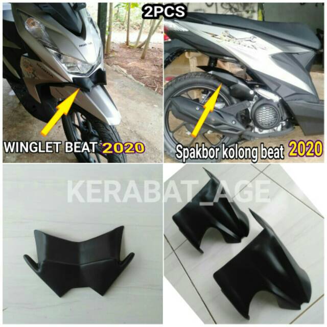 AKSESORIS BEAT 2020/2PCS WINGLET&amp;HUGGER SPAKBOR KOLONG Beat Deluxe Iss Cbs Led