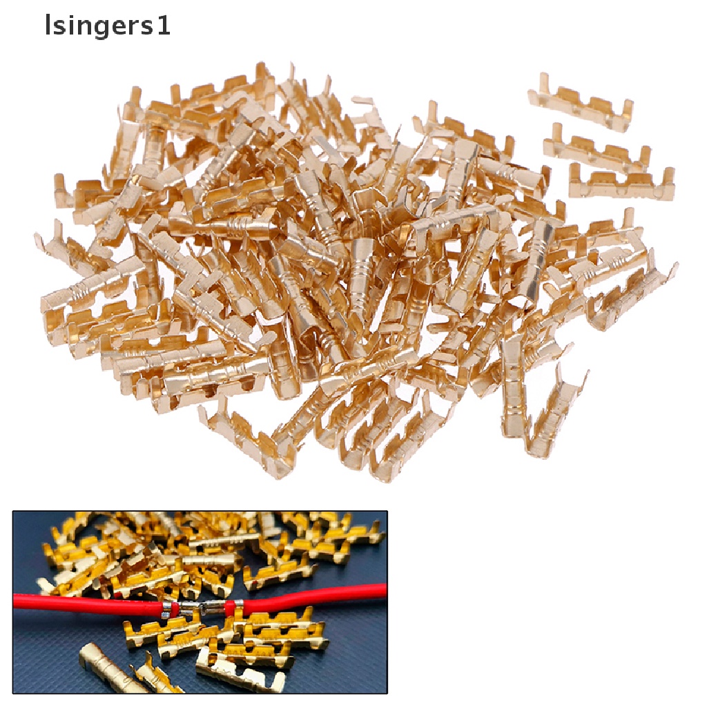 (lsingers1) 100pcs Konektor terminal Kabel Listrik Bahan Tembaga Kuningan 0.5-1.5mm2