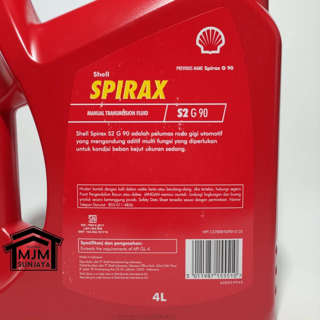 Oli Shell Spirax S2 G 80W-90 Transmisi Manual Gardan 80W90 4 Liter Galon