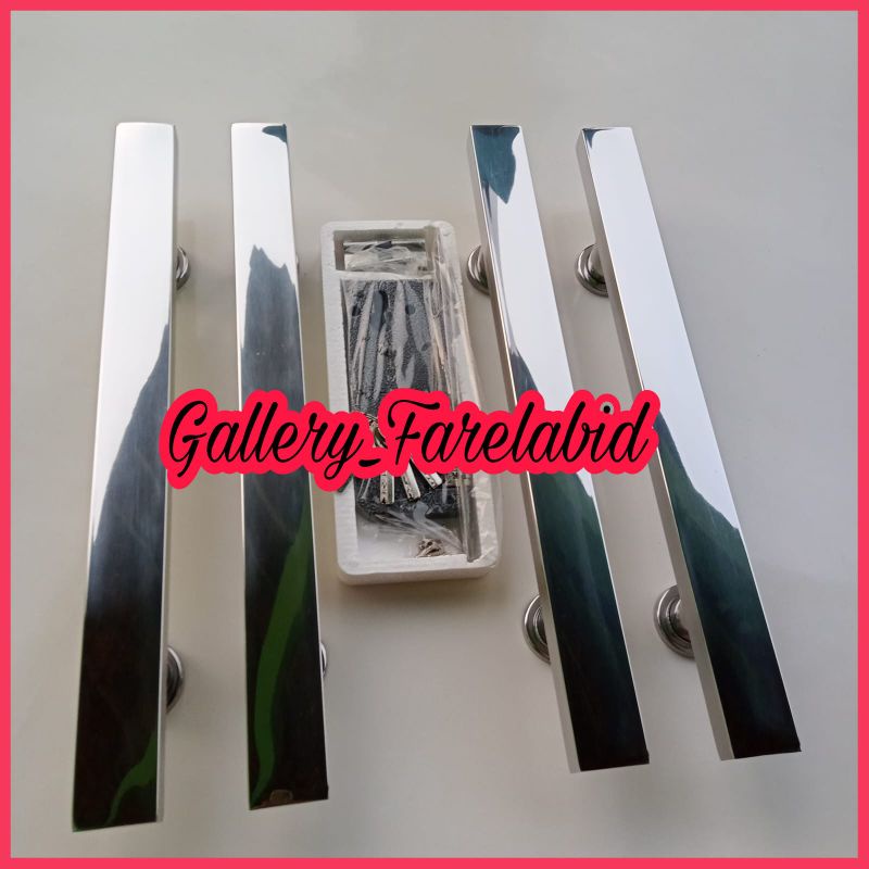 Handle Pintu Rumah Stainless Steel Kotak Crom 80 Cm Full Set Body Kunci Gagang Pintu Rumah Modern 60 Cm Set Bodi Pelor Pegangan Pintu Kupu Tarung 45 Cm Tarikan Pintu Rumah Utama Minimalis