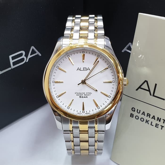 JAM TANGAN PRIA ALBA ORIGINAL ARSY14 SILVER GOLD