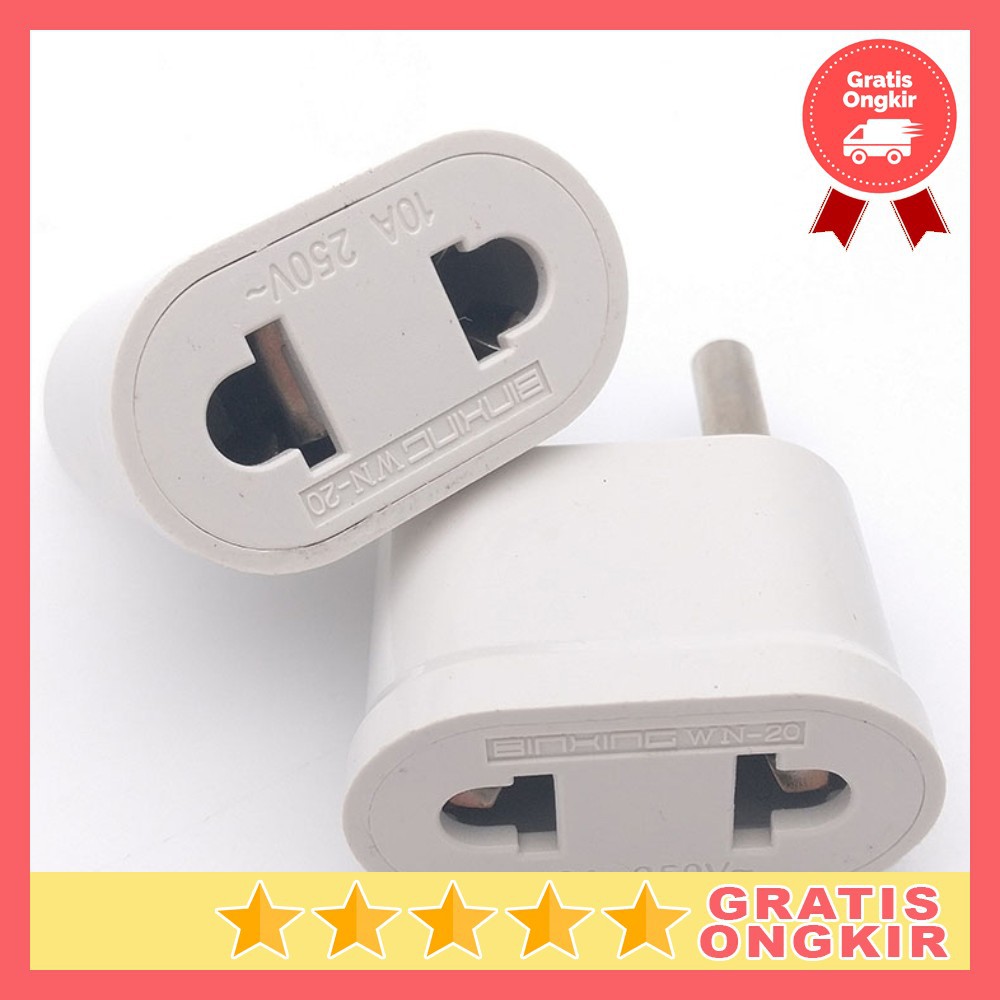 (MAINANKYU) Adapter dan Konverter Travel US to EU 1 PCS - WN-20 - White